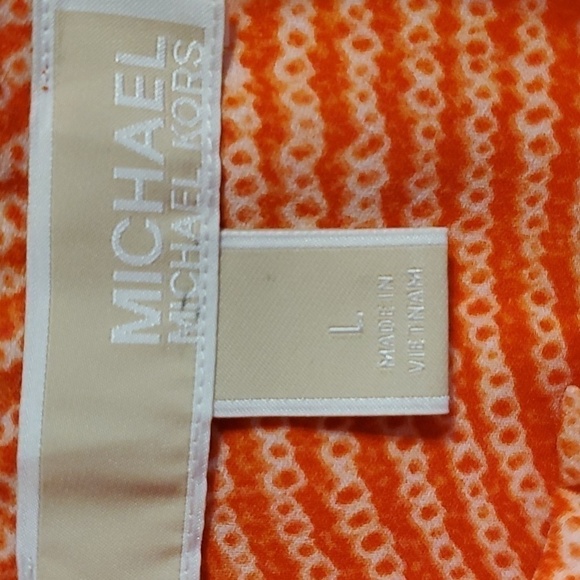 Michael Kors- Coral/Salmon Sleeveless Top/ Shell W/ Gold Zip Dressy Office  Sz.L - Picture 5 of 5